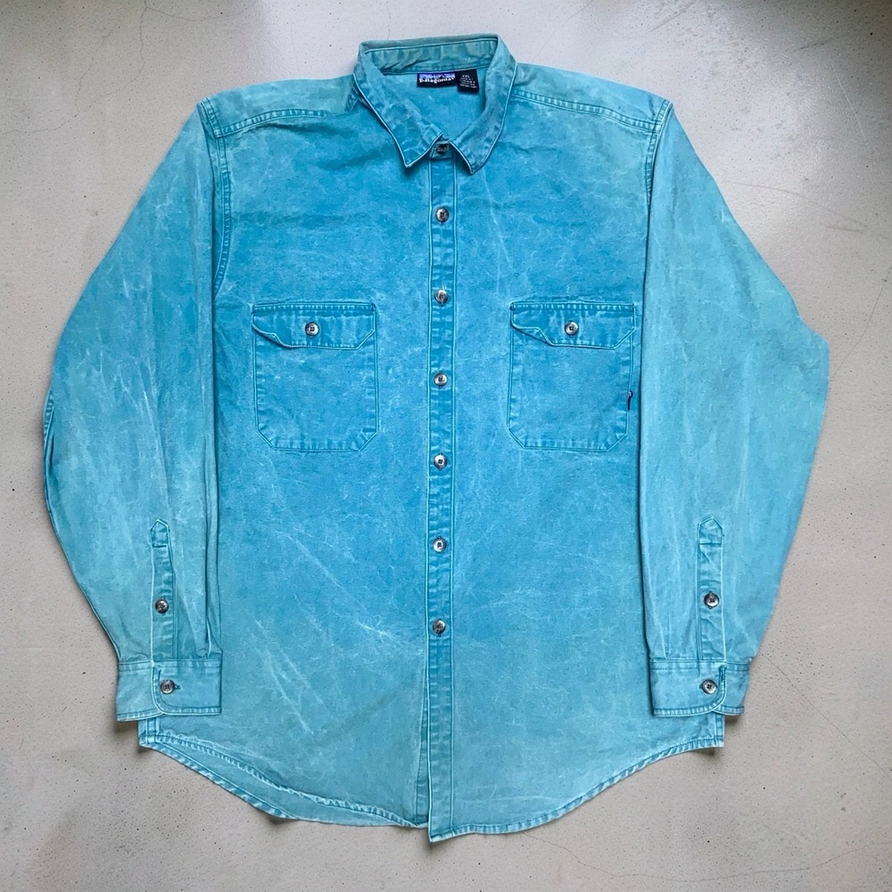 Vintage Patagonia Heavyweight Chamois Cloth Shirt Mens XXL Teal Organic Cotton